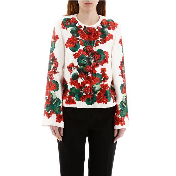 NWT Dolce & Gabbana Portofino Print Mikado Jacket White Red green IT 40 S - Picture 6 of 13